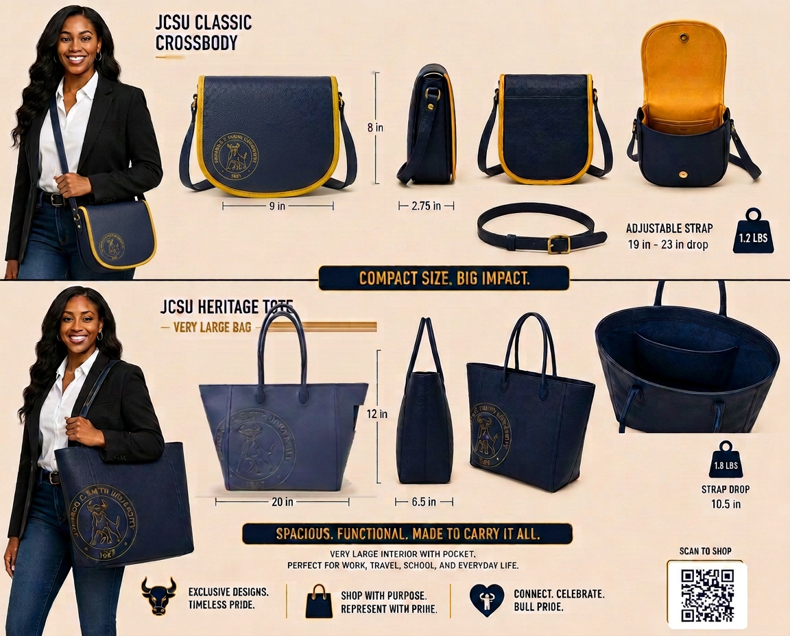 JCSU Classic Crossbody and Heritage Tote dimensions, weights, and strap specifications